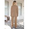 imagePRETTYGARDEN Womens 2 Piece Tracksuit Outfits 2024 Fall Knit Sweater And Wide Leg Pants Sweatsuit Lounge SetsKhaki