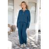 imagePRETTYGARDEN Womens 2 Piece Tracksuit Outfits 2024 Fall Knit Sweater And Wide Leg Pants Sweatsuit Lounge SetsLake Blue