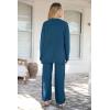 imagePRETTYGARDEN Womens 2 Piece Tracksuit Outfits 2024 Fall Knit Sweater And Wide Leg Pants Sweatsuit Lounge SetsLake Blue