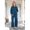 imagePRETTYGARDEN Womens 2 Piece Tracksuit Outfits 2024 Fall Knit Sweater And Wide Leg Pants Sweatsuit Lounge SetsLake Blue