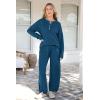 imagePRETTYGARDEN Womens 2 Piece Tracksuit Outfits 2024 Fall Knit Sweater And Wide Leg Pants Sweatsuit Lounge SetsLake Blue