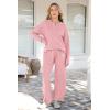 imagePRETTYGARDEN Womens 2 Piece Tracksuit Outfits 2024 Fall Knit Sweater And Wide Leg Pants Sweatsuit Lounge SetsPink