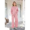 imagePRETTYGARDEN Womens 2 Piece Tracksuit Outfits 2024 Fall Knit Sweater And Wide Leg Pants Sweatsuit Lounge SetsPink
