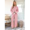 imagePRETTYGARDEN Womens 2 Piece Tracksuit Outfits 2024 Fall Knit Sweater And Wide Leg Pants Sweatsuit Lounge SetsPink