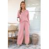 imagePRETTYGARDEN Womens 2 Piece Tracksuit Outfits 2024 Fall Knit Sweater And Wide Leg Pants Sweatsuit Lounge SetsPink