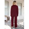 imagePRETTYGARDEN Womens 2 Piece Tracksuit Outfits 2024 Fall Knit Sweater And Wide Leg Pants Sweatsuit Lounge SetsWine Red