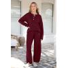 imagePRETTYGARDEN Womens 2 Piece Tracksuit Outfits 2024 Fall Knit Sweater And Wide Leg Pants Sweatsuit Lounge SetsWine Red
