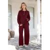 imagePRETTYGARDEN Womens 2 Piece Tracksuit Outfits 2024 Fall Knit Sweater And Wide Leg Pants Sweatsuit Lounge SetsWine Red