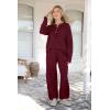 imagePRETTYGARDEN Womens 2 Piece Tracksuit Outfits 2024 Fall Knit Sweater And Wide Leg Pants Sweatsuit Lounge SetsWine Red