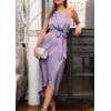 imagePRETTYGARDEN Womens 2024 Summer Ruched Bodycon Dress Sleeveless One Shoulder Wrap Satin Belted Cocktail Midi DressPurple