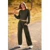 imagePRETTYGARDEN Womens Fall 2 Piece Outfits Sweatsuits Sets Long Sleeve Crop Tops Sweatshirt Wide Leg Cargo Pants with PocketsArmy Green