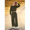 imagePRETTYGARDEN Womens Fall 2 Piece Outfits Sweatsuits Sets Long Sleeve Crop Tops Sweatshirt Wide Leg Cargo Pants with PocketsArmy Green