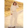 imagePRETTYGARDEN Womens Fall 2 Piece Outfits Sweatsuits Sets Long Sleeve Crop Tops Sweatshirt Wide Leg Cargo Pants with PocketsBeige