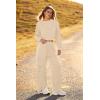 imagePRETTYGARDEN Womens Fall 2 Piece Outfits Sweatsuits Sets Long Sleeve Crop Tops Sweatshirt Wide Leg Cargo Pants with PocketsBeige