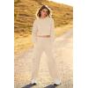 imagePRETTYGARDEN Womens Fall 2 Piece Outfits Sweatsuits Sets Long Sleeve Crop Tops Sweatshirt Wide Leg Cargo Pants with PocketsBeige