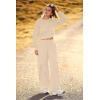 imagePRETTYGARDEN Womens Fall 2 Piece Outfits Sweatsuits Sets Long Sleeve Crop Tops Sweatshirt Wide Leg Cargo Pants with PocketsBeige