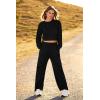 imagePRETTYGARDEN Womens Fall 2 Piece Outfits Sweatsuits Sets Long Sleeve Crop Tops Sweatshirt Wide Leg Cargo Pants with PocketsBlack