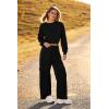 imagePRETTYGARDEN Womens Fall 2 Piece Outfits Sweatsuits Sets Long Sleeve Crop Tops Sweatshirt Wide Leg Cargo Pants with PocketsBlack