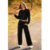 imagePRETTYGARDEN Womens Fall 2 Piece Outfits Sweatsuits Sets Long Sleeve Crop Tops Sweatshirt Wide Leg Cargo Pants with PocketsBlack