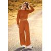 imagePRETTYGARDEN Womens Fall 2 Piece Outfits Sweatsuits Sets Long Sleeve Crop Tops Sweatshirt Wide Leg Cargo Pants with PocketsBrown