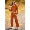 imagePRETTYGARDEN Womens Fall 2 Piece Outfits Sweatsuits Sets Long Sleeve Crop Tops Sweatshirt Wide Leg Cargo Pants with PocketsBrown