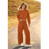 imagePRETTYGARDEN Womens Fall 2 Piece Outfits Sweatsuits Sets Long Sleeve Crop Tops Sweatshirt Wide Leg Cargo Pants with PocketsBrown