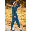 imagePRETTYGARDEN Womens Fall 2 Piece Outfits Sweatsuits Sets Long Sleeve Crop Tops Sweatshirt Wide Leg Cargo Pants with PocketsDark Blue