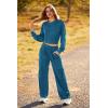 imagePRETTYGARDEN Womens Fall 2 Piece Outfits Sweatsuits Sets Long Sleeve Crop Tops Sweatshirt Wide Leg Cargo Pants with PocketsDark Blue