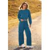 imagePRETTYGARDEN Womens Fall 2 Piece Outfits Sweatsuits Sets Long Sleeve Crop Tops Sweatshirt Wide Leg Cargo Pants with PocketsDark Blue