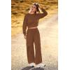 imagePRETTYGARDEN Womens Fall 2 Piece Outfits Sweatsuits Sets Long Sleeve Crop Tops Sweatshirt Wide Leg Cargo Pants with PocketsDark Coffee