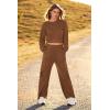 imagePRETTYGARDEN Womens Fall 2 Piece Outfits Sweatsuits Sets Long Sleeve Crop Tops Sweatshirt Wide Leg Cargo Pants with PocketsDark Coffee