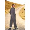 imagePRETTYGARDEN Womens Fall 2 Piece Outfits Sweatsuits Sets Long Sleeve Crop Tops Sweatshirt Wide Leg Cargo Pants with PocketsDark Grey