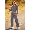 imagePRETTYGARDEN Womens Fall 2 Piece Outfits Sweatsuits Sets Long Sleeve Crop Tops Sweatshirt Wide Leg Cargo Pants with PocketsDark Grey