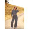 imagePRETTYGARDEN Womens Fall 2 Piece Outfits Sweatsuits Sets Long Sleeve Crop Tops Sweatshirt Wide Leg Cargo Pants with PocketsDark Grey
