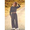 imagePRETTYGARDEN Womens Fall 2 Piece Outfits Sweatsuits Sets Long Sleeve Crop Tops Sweatshirt Wide Leg Cargo Pants with PocketsDark Grey