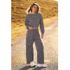 imagePRETTYGARDEN Womens Fall 2 Piece Outfits Sweatsuits Sets Long Sleeve Crop Tops Sweatshirt Wide Leg Cargo Pants with PocketsDark Grey