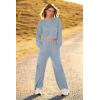 imagePRETTYGARDEN Womens Fall 2 Piece Outfits Sweatsuits Sets Long Sleeve Crop Tops Sweatshirt Wide Leg Cargo Pants with PocketsGrey Blue
