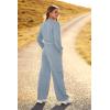 imagePRETTYGARDEN Womens Fall 2 Piece Outfits Sweatsuits Sets Long Sleeve Crop Tops Sweatshirt Wide Leg Cargo Pants with PocketsGrey Blue