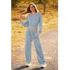 imagePRETTYGARDEN Womens Fall 2 Piece Outfits Sweatsuits Sets Long Sleeve Crop Tops Sweatshirt Wide Leg Cargo Pants with PocketsGrey Blue