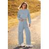 imagePRETTYGARDEN Womens Fall 2 Piece Outfits Sweatsuits Sets Long Sleeve Crop Tops Sweatshirt Wide Leg Cargo Pants with PocketsGrey Blue