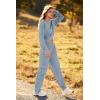 imagePRETTYGARDEN Womens Fall 2 Piece Outfits Sweatsuits Sets Long Sleeve Crop Tops Sweatshirt Wide Leg Cargo Pants with PocketsGrey Blue