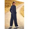 imagePRETTYGARDEN Womens Fall 2 Piece Outfits Sweatsuits Sets Long Sleeve Crop Tops Sweatshirt Wide Leg Cargo Pants with PocketsNavy