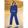 imagePRETTYGARDEN Womens Fall 2 Piece Outfits Sweatsuits Sets Long Sleeve Crop Tops Sweatshirt Wide Leg Cargo Pants with PocketsRoyal Blue