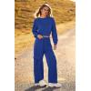 imagePRETTYGARDEN Womens Fall 2 Piece Outfits Sweatsuits Sets Long Sleeve Crop Tops Sweatshirt Wide Leg Cargo Pants with PocketsRoyal Blue