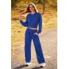 imagePRETTYGARDEN Womens Fall 2 Piece Outfits Sweatsuits Sets Long Sleeve Crop Tops Sweatshirt Wide Leg Cargo Pants with PocketsRoyal Blue