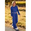 imagePRETTYGARDEN Womens Fall 2 Piece Outfits Sweatsuits Sets Long Sleeve Crop Tops Sweatshirt Wide Leg Cargo Pants with PocketsRoyal Blue
