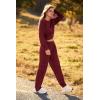 imagePRETTYGARDEN Womens Fall 2 Piece Outfits Sweatsuits Sets Long Sleeve Crop Tops Sweatshirt Wide Leg Cargo Pants with PocketsWine Red