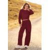 imagePRETTYGARDEN Womens Fall 2 Piece Outfits Sweatsuits Sets Long Sleeve Crop Tops Sweatshirt Wide Leg Cargo Pants with PocketsWine Red