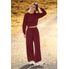 imagePRETTYGARDEN Womens Fall 2 Piece Outfits Sweatsuits Sets Long Sleeve Crop Tops Sweatshirt Wide Leg Cargo Pants with PocketsWine Red