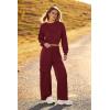 imagePRETTYGARDEN Womens Fall 2 Piece Outfits Sweatsuits Sets Long Sleeve Crop Tops Sweatshirt Wide Leg Cargo Pants with PocketsWine Red